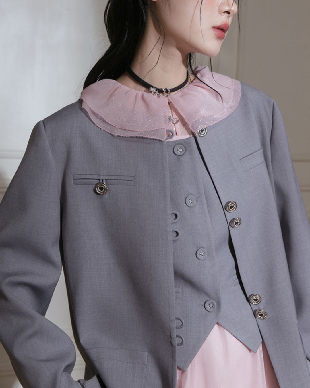 Chinese Style Jacket & Grey Two-piece　TP023