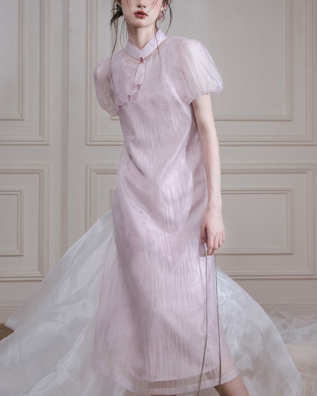 Puff Sleeve Layered Chinese Dress　DR039