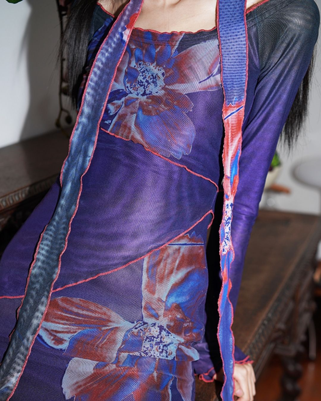 Flower Printed 2-way Long Dress　DR016