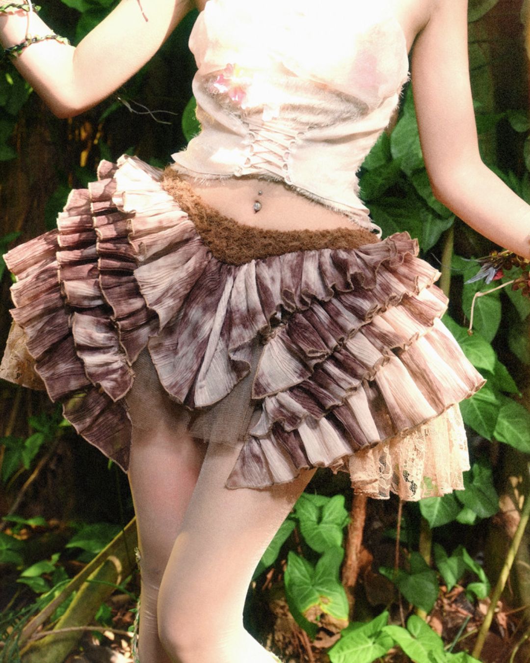 Pleated Tulle Mini Skirt　BT023