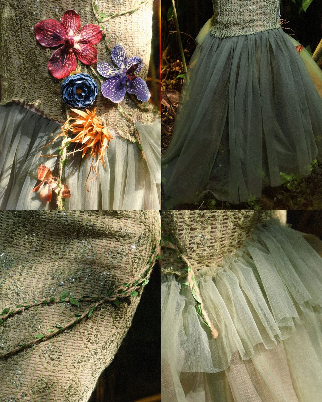 Flower Decoration Chiffon Mermaid Skirt　BT025