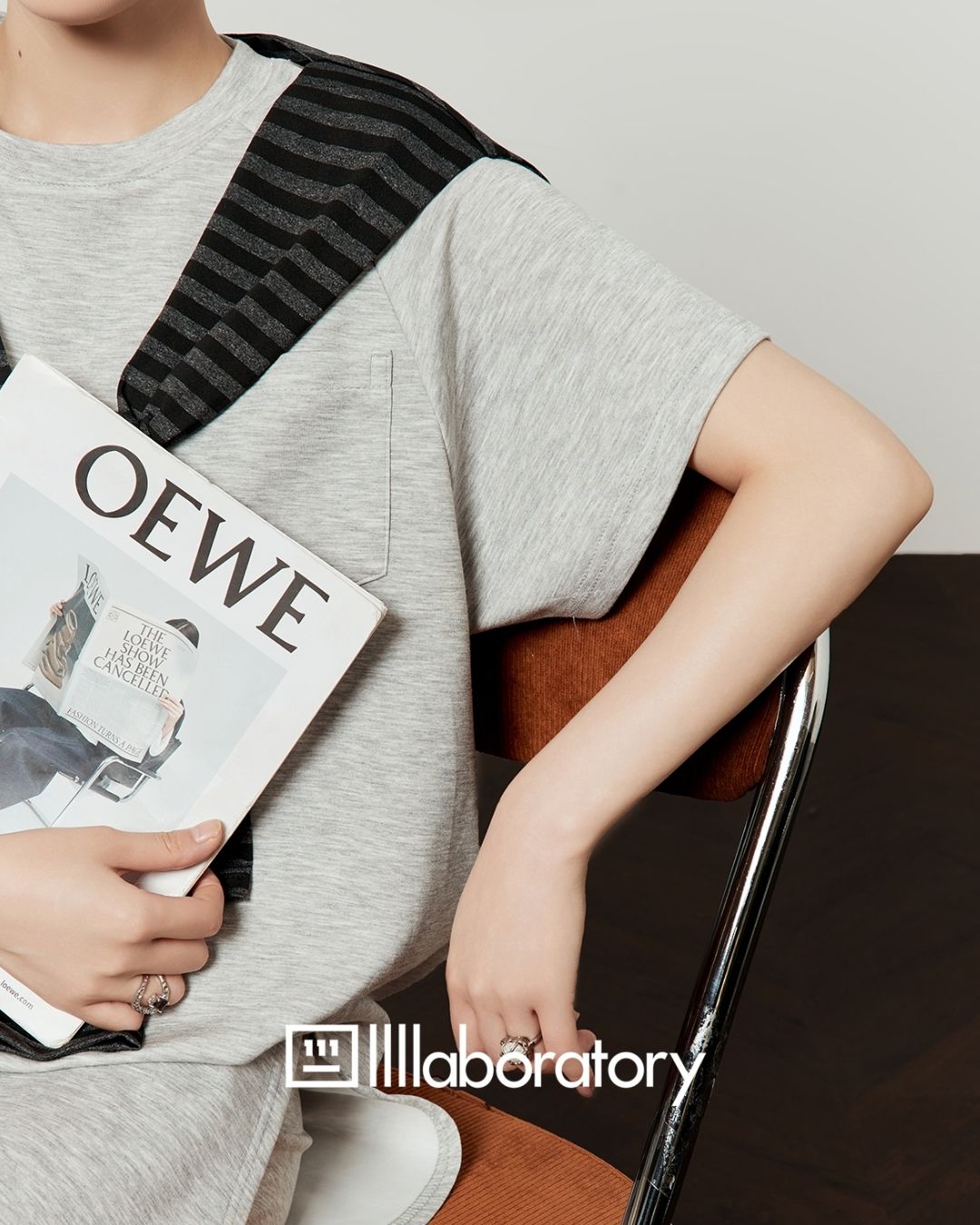 Loose T-shirt & Shorts & Border Shawl Set　TP073