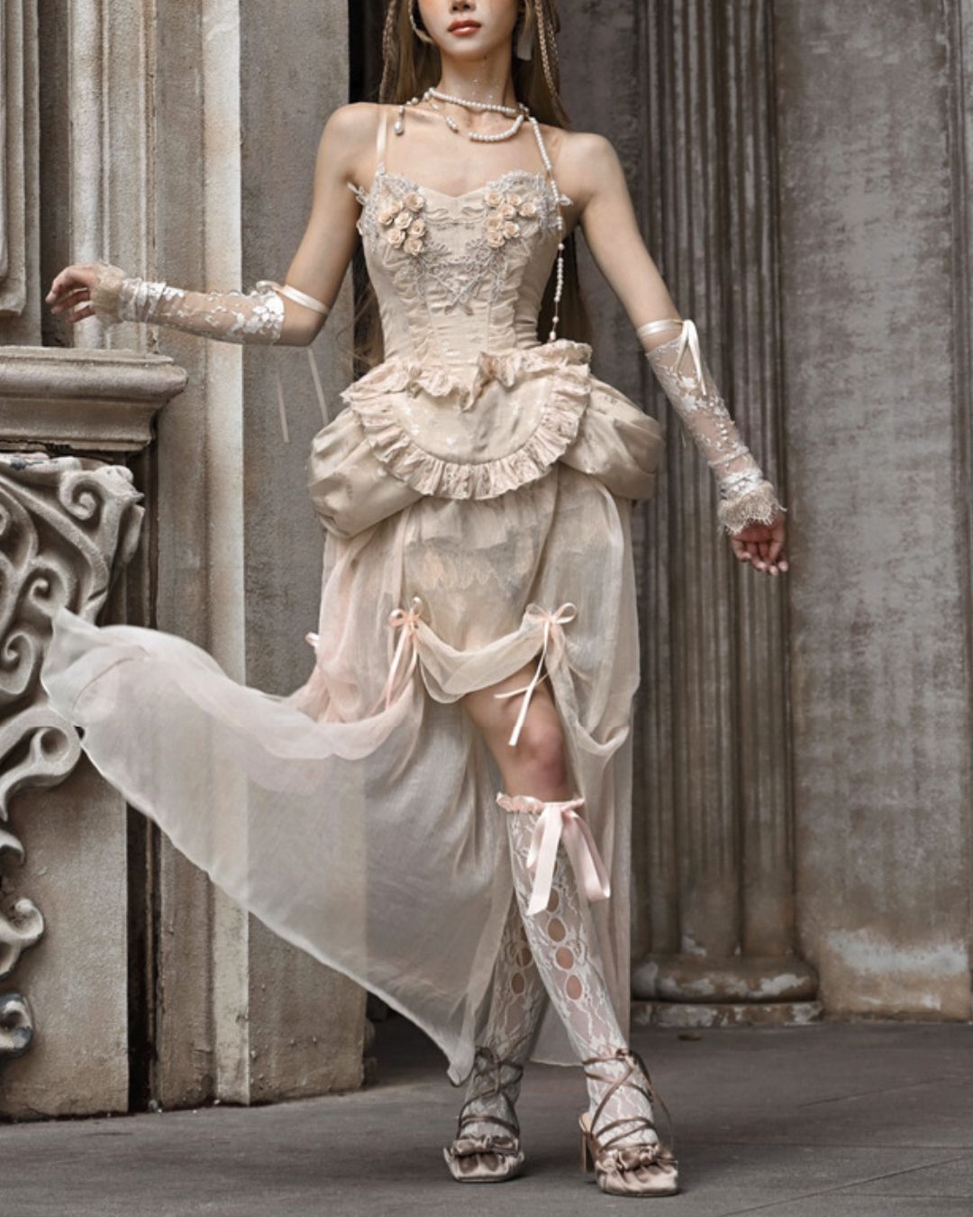 Gothic Lolita Flower Lace Embroidery Bustier＆One-Piece　DR010