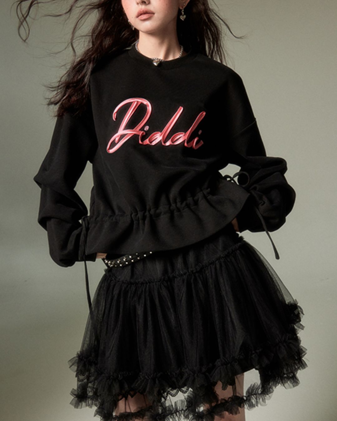 Ribbon Embroidered Shirred Sweat　TP003