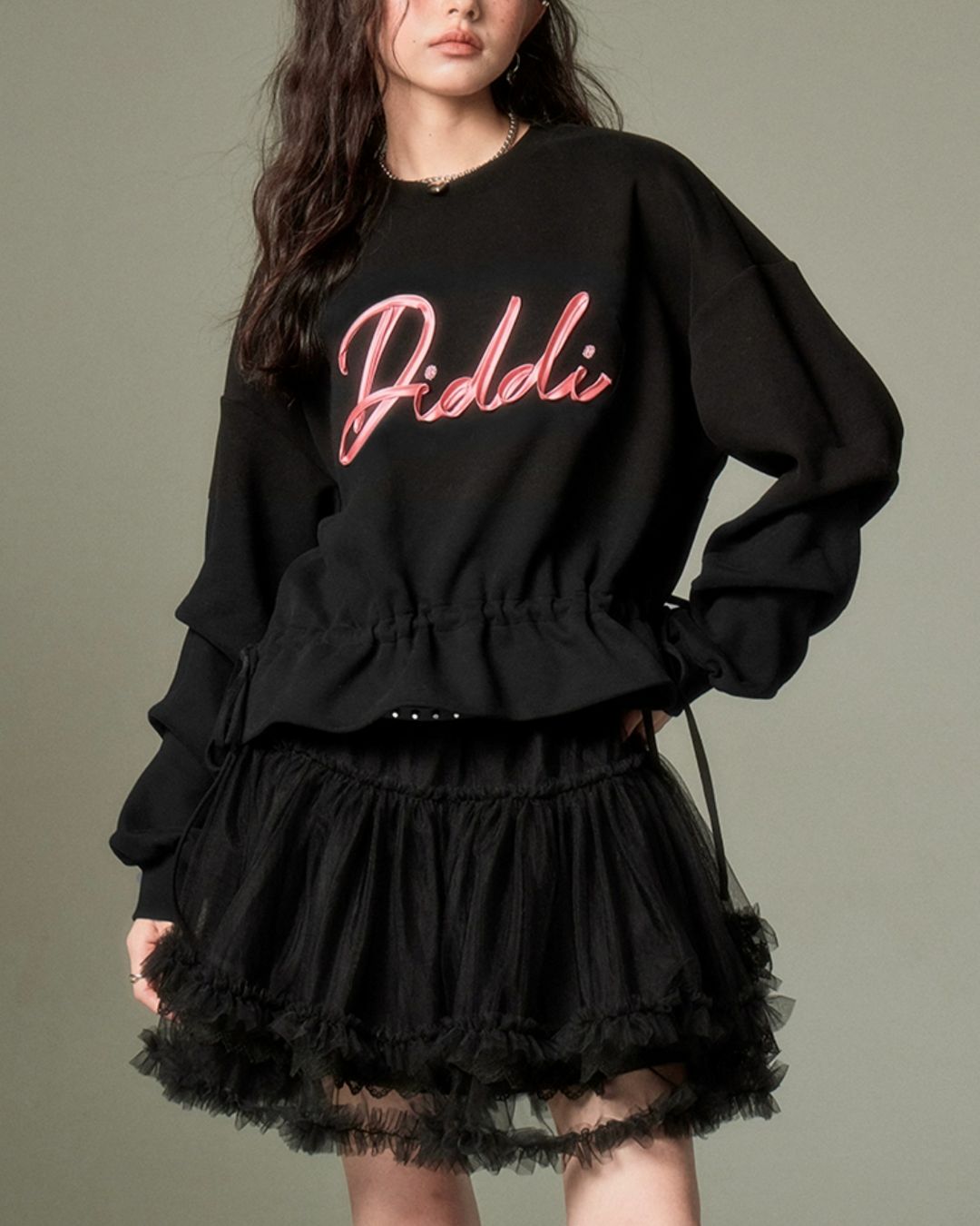 Ribbon Embroidered Shirred Sweat　TP003