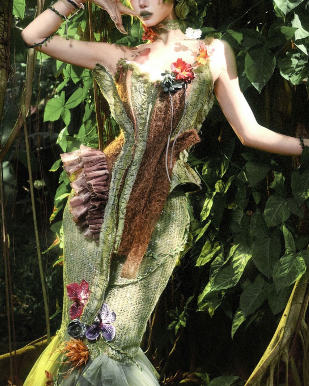 Flower Decoration Chiffon Mermaid Skirt　BT025