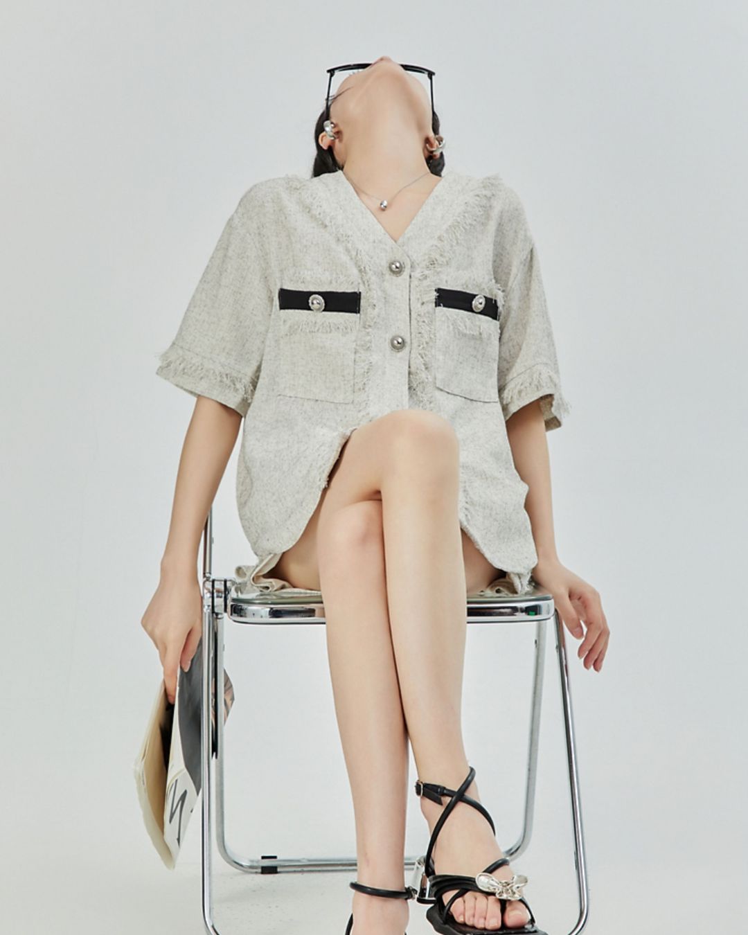 Fringe V-neck Set-up Shirt　TP052