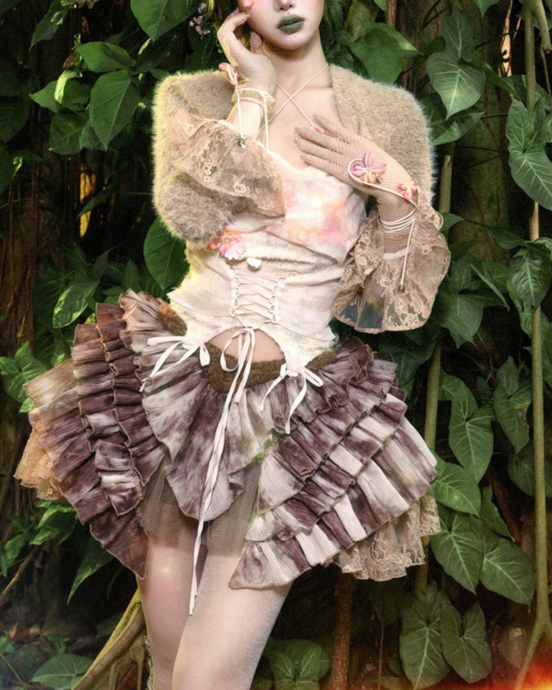 Pleated Tulle Mini Skirt　BT023