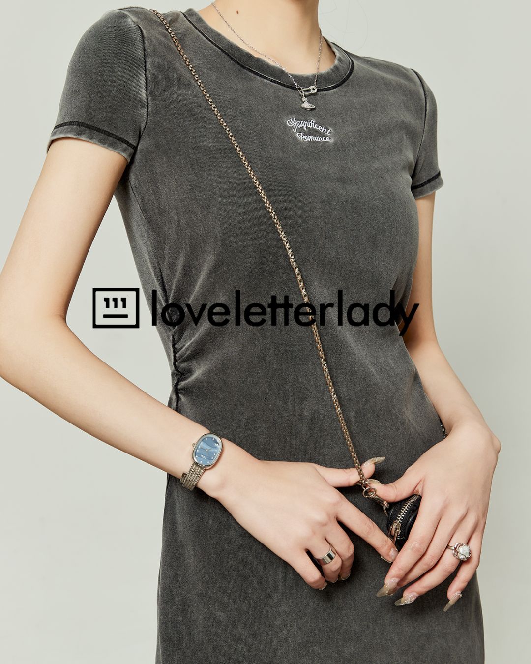 Washed Color Tight Waist Long Dress　DR048