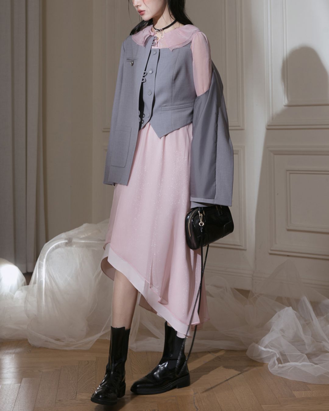 Chinese Style Jacket & Grey Two-piece　TP023