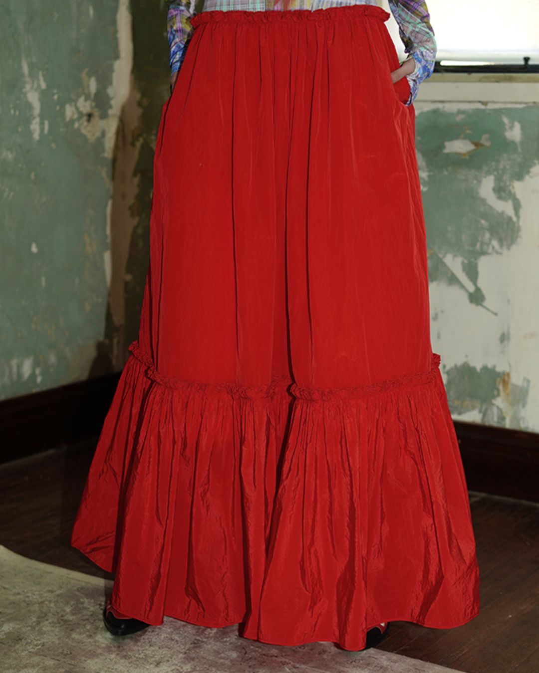 Printed Tiered Long Dress　DR019