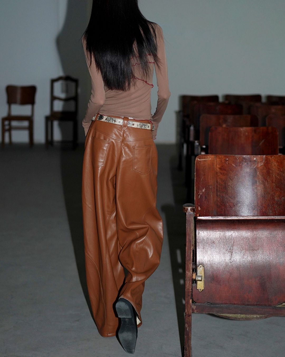 Wide Straight Leather Pants　BT020