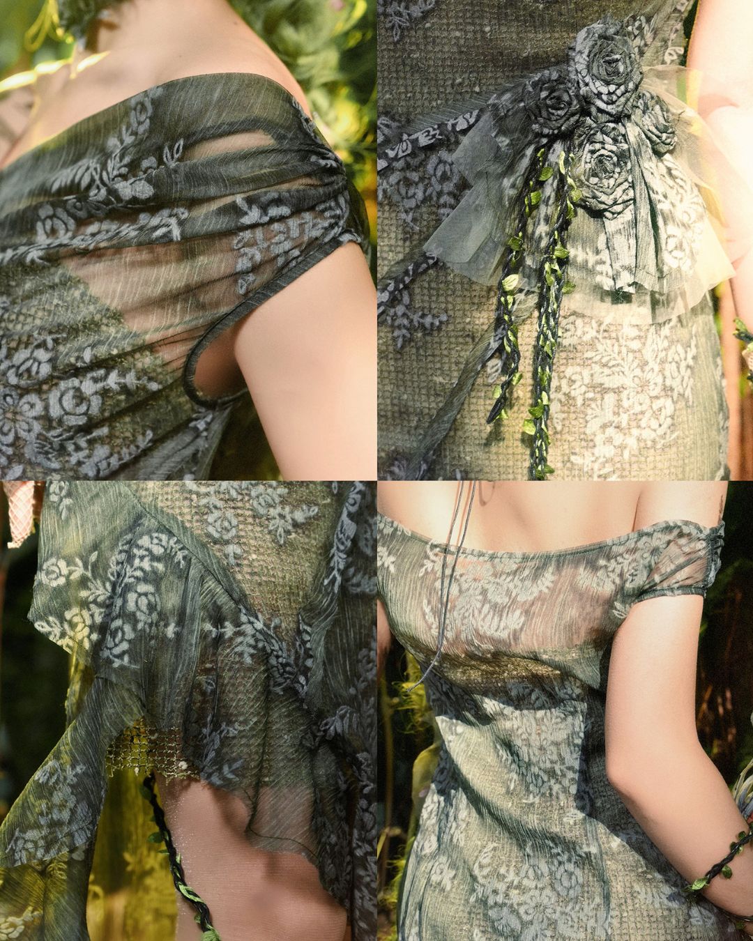 Off-the-shoulder Sheer Asymmetrical Dress　DR033