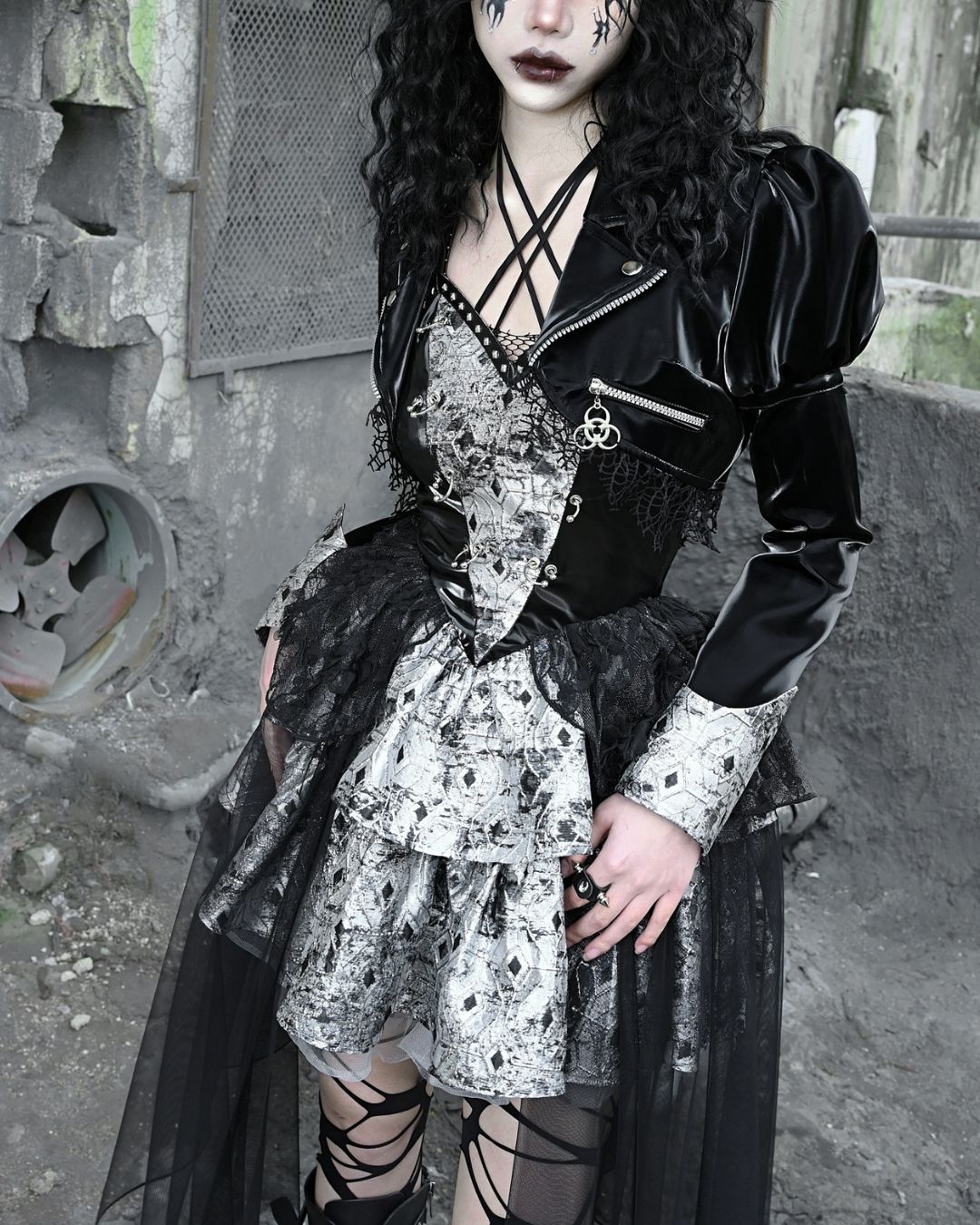 Gothic Draped Dress One-piece　DR012