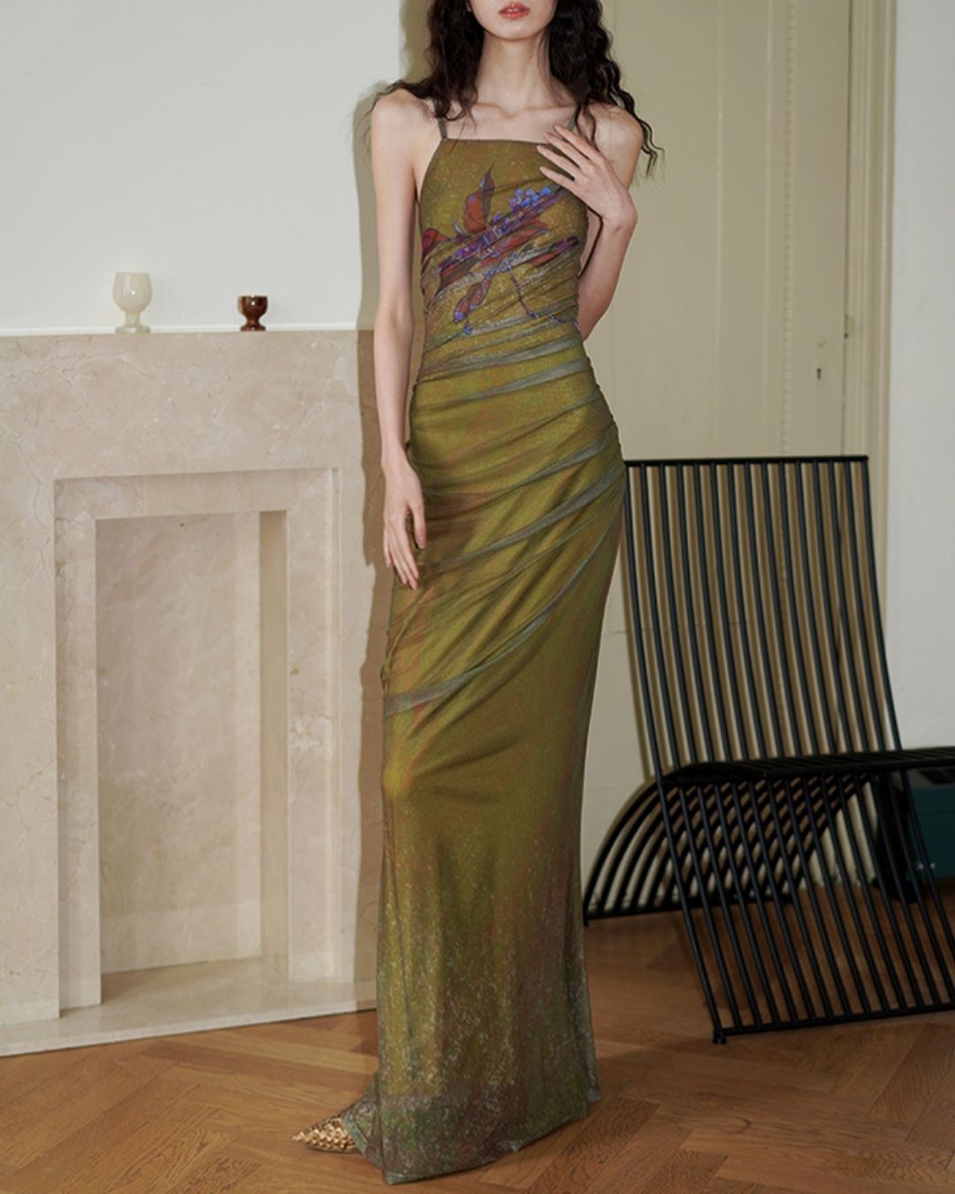 Backless Cross Long Camisole Dress　DR018