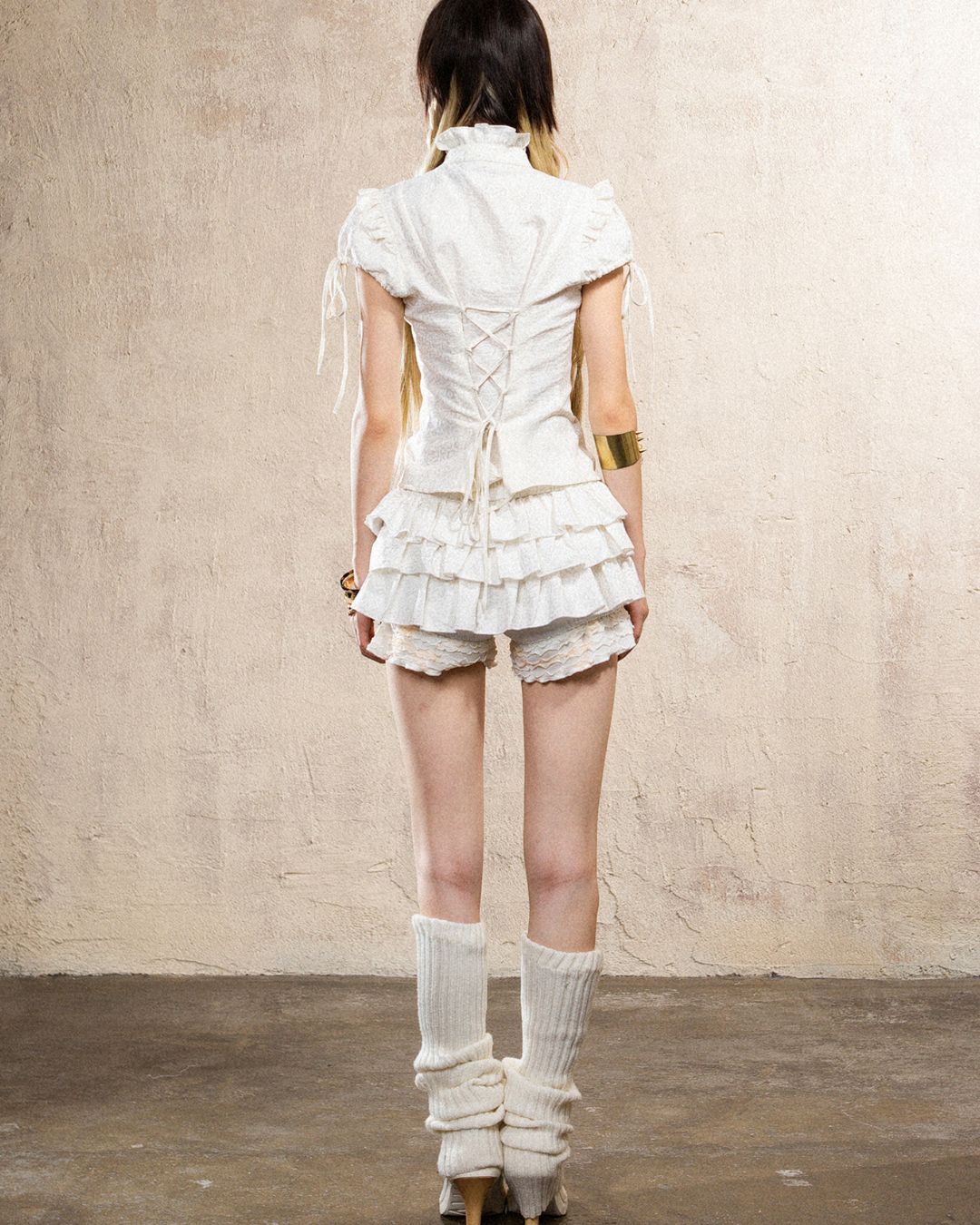 Leopard Print Frill Tiered Shorts　BT033