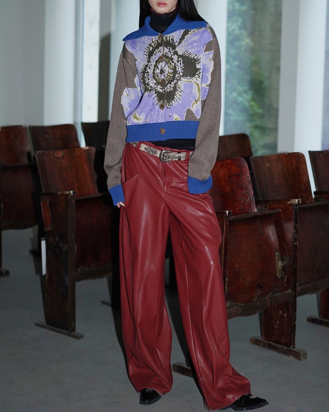 Wide Straight Leather Pants　BT020