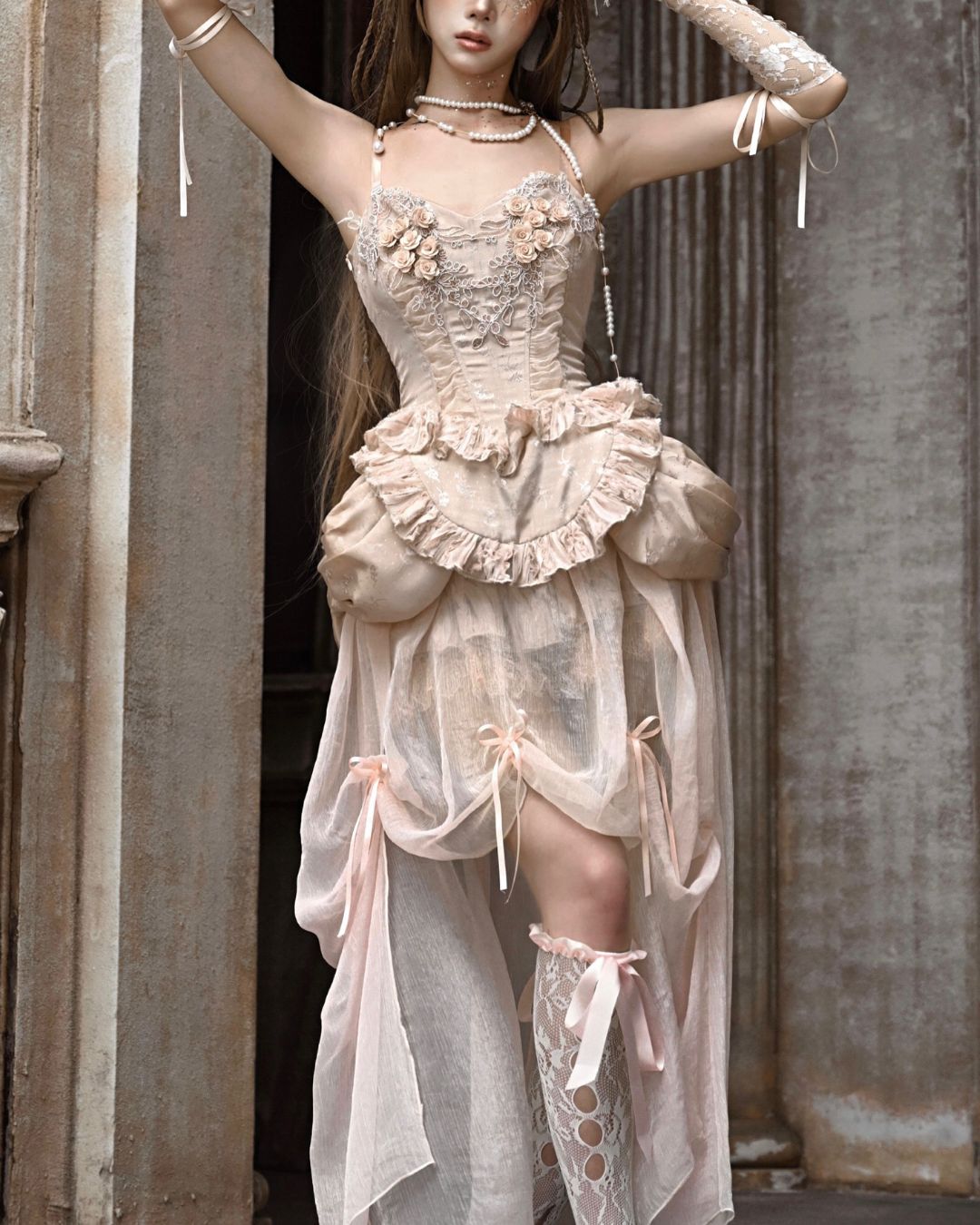 Gothic Lolita Flower Lace Embroidery Bustier＆One-Piece　DR010