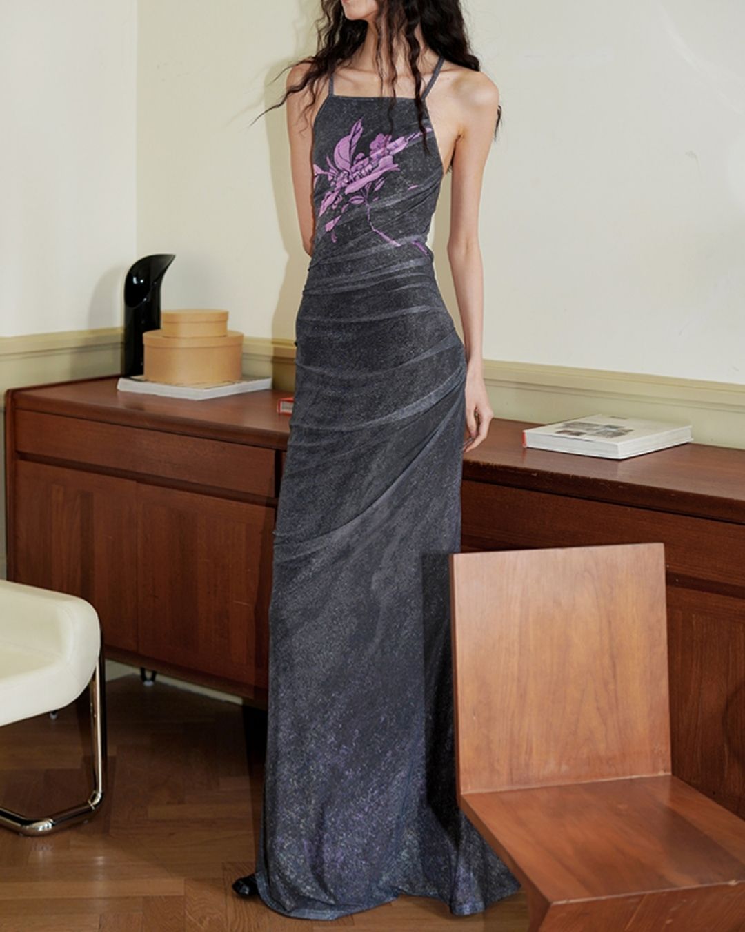 Backless Cross Long Camisole Dress　DR018