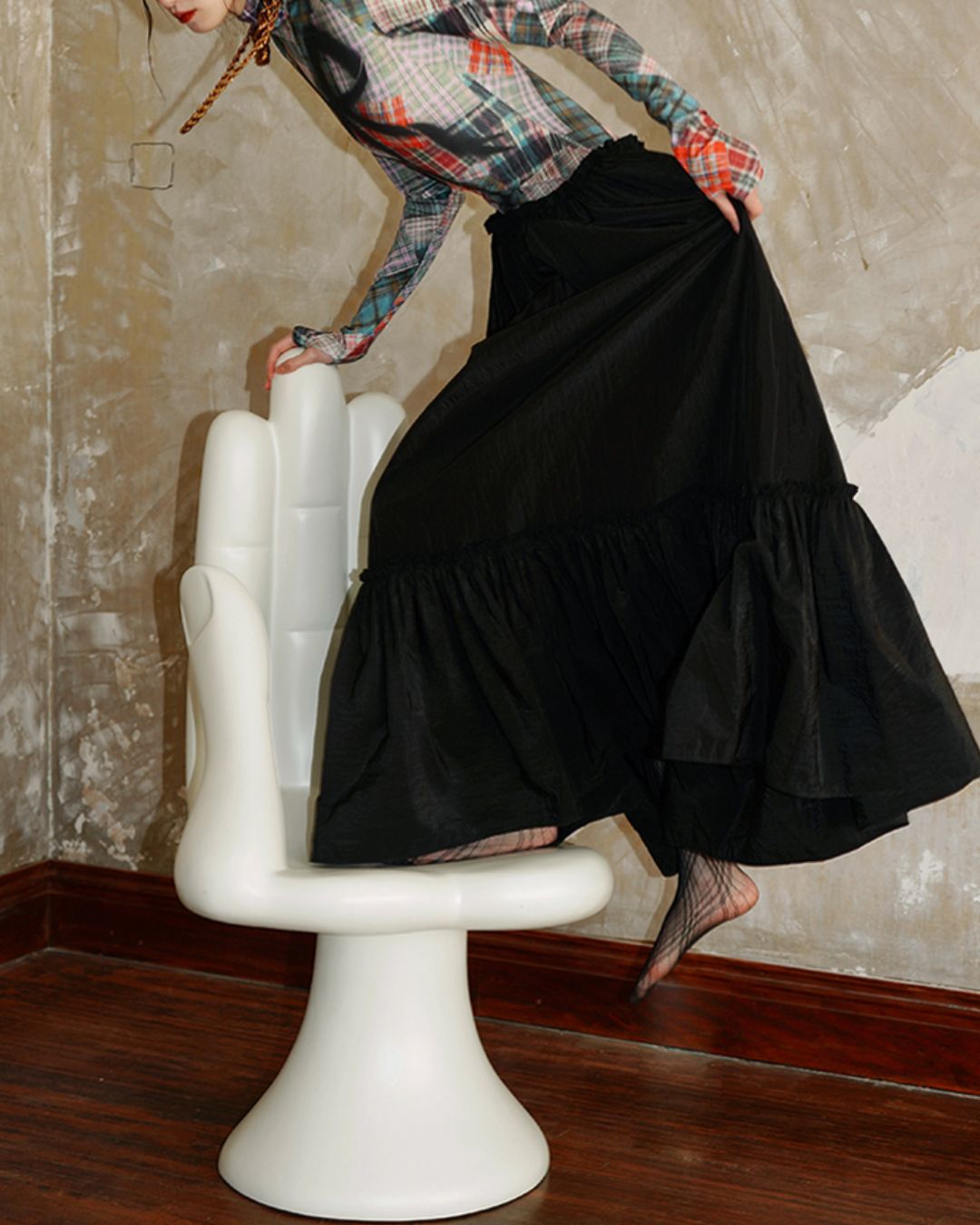 Printed Tiered Long Dress　DR019