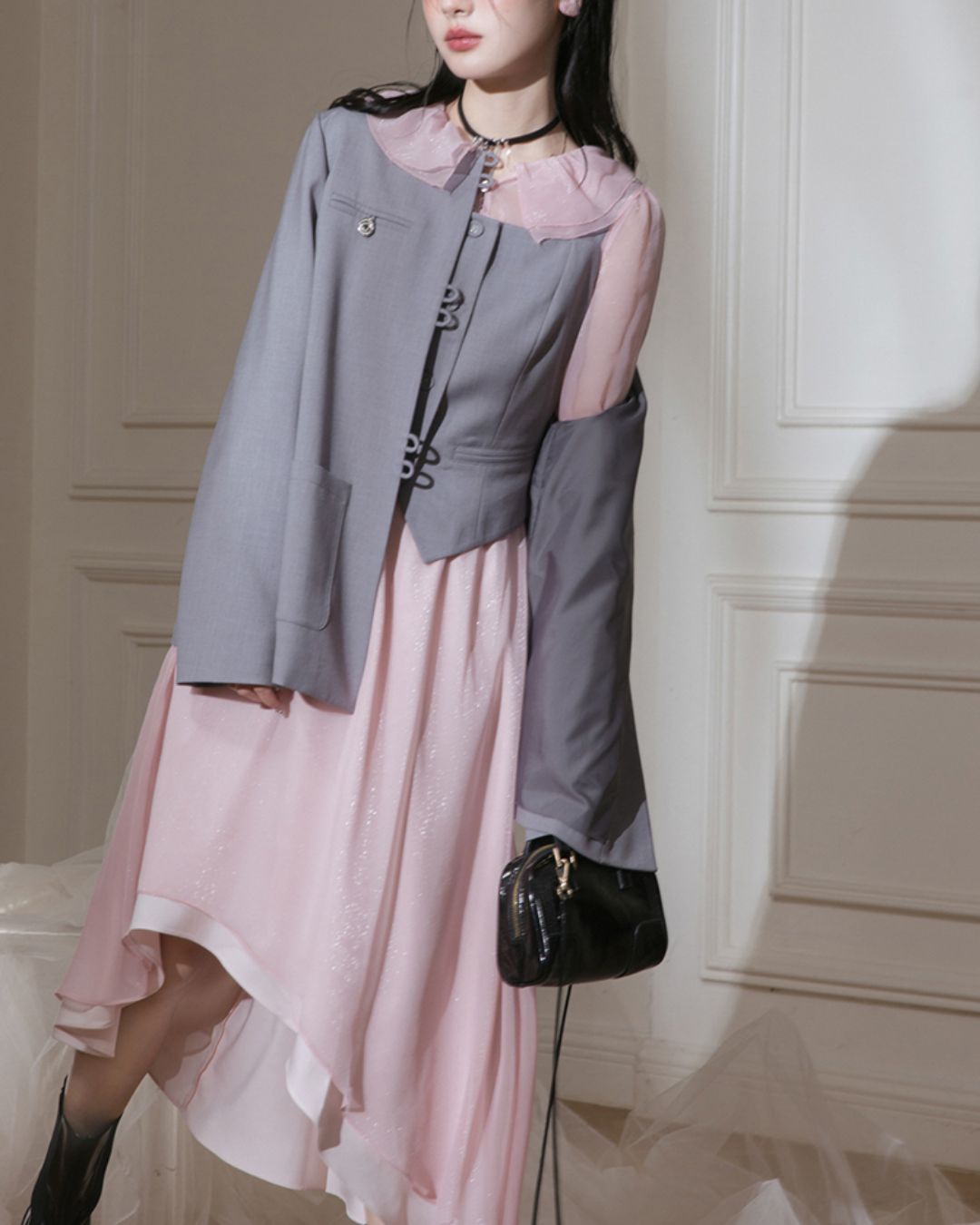 Chinese Style Jacket & Grey Two-piece　TP023