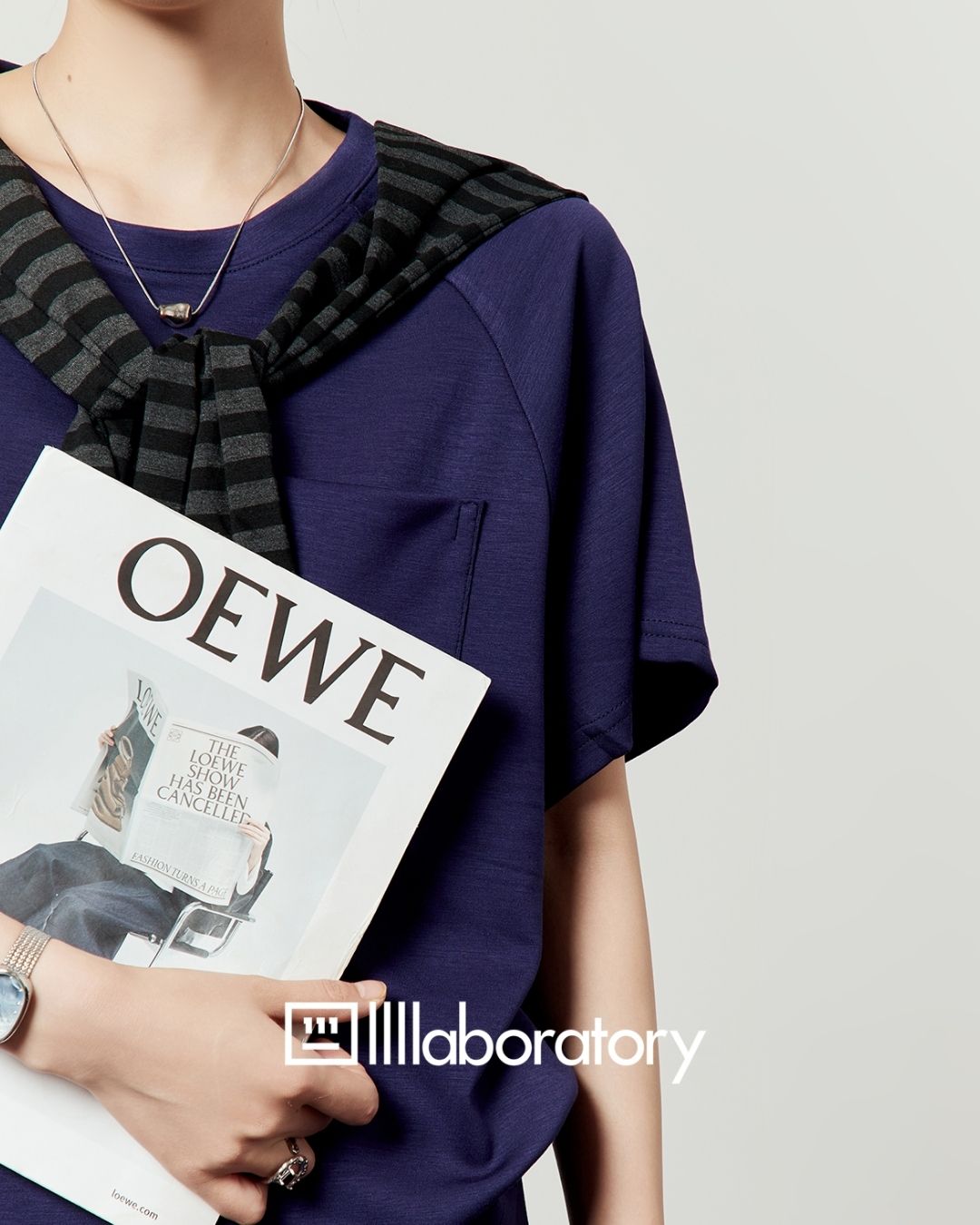 Loose T-shirt & Shorts & Border Shawl Set　TP073