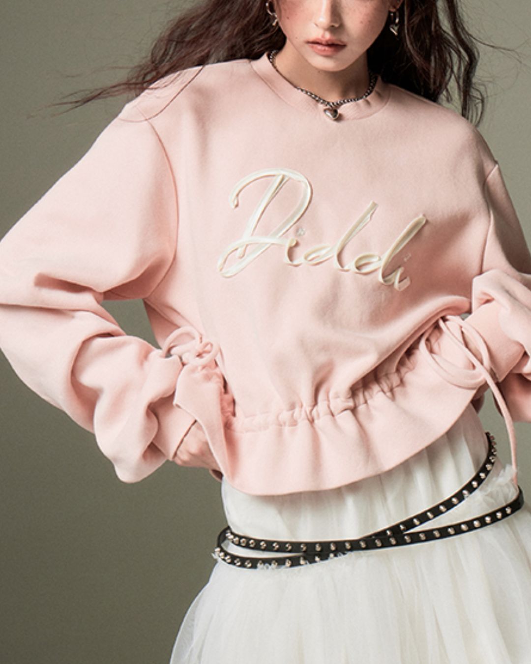 Ribbon Embroidered Shirred Sweat　TP003