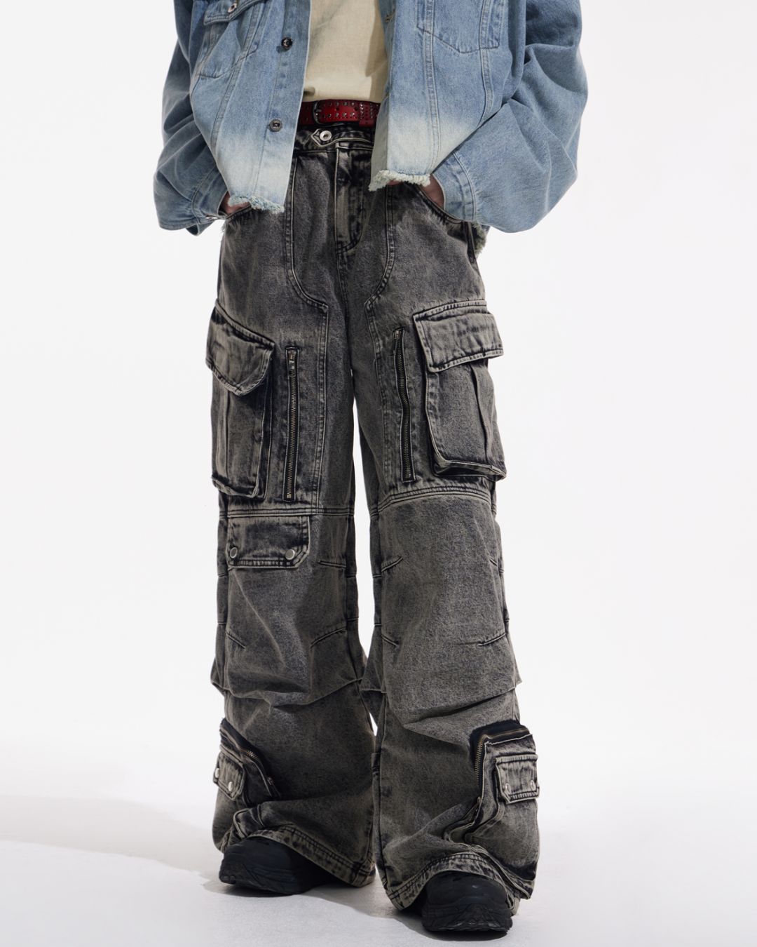 Multi-pocket Wide Denim Pants　BT009