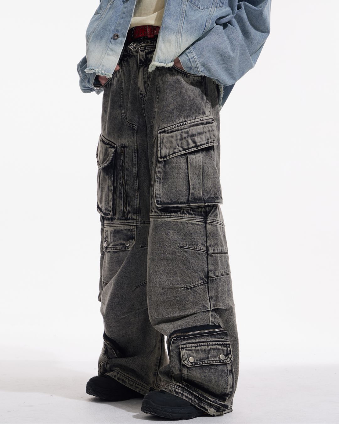 Multi-pocket Wide Denim Pants　BT009