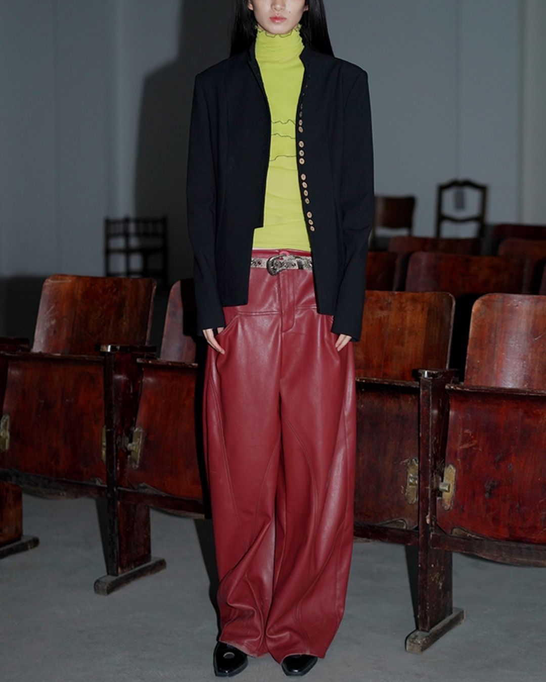 Wide Straight Leather Pants　BT020