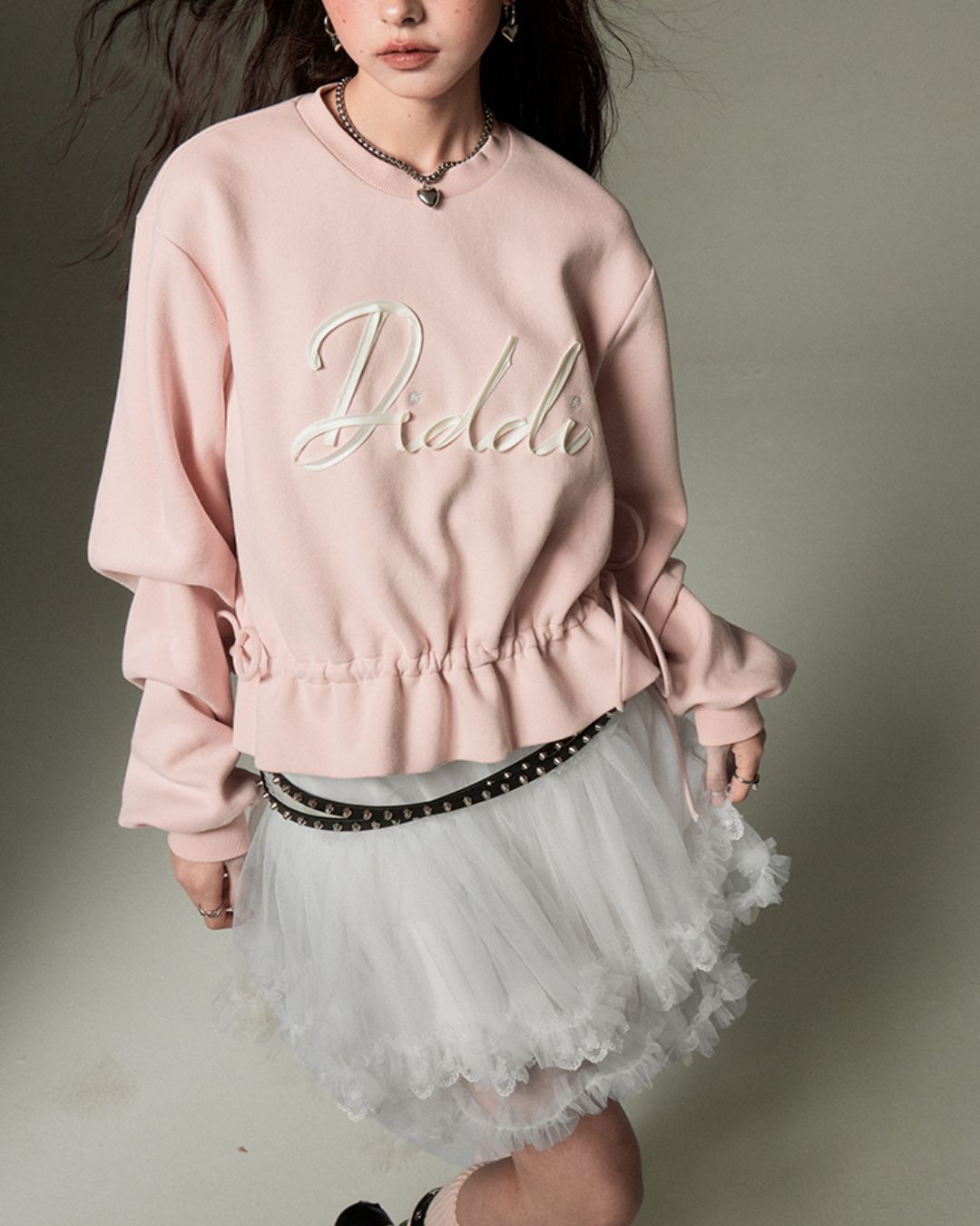 Ribbon Embroidered Shirred Sweat　TP003