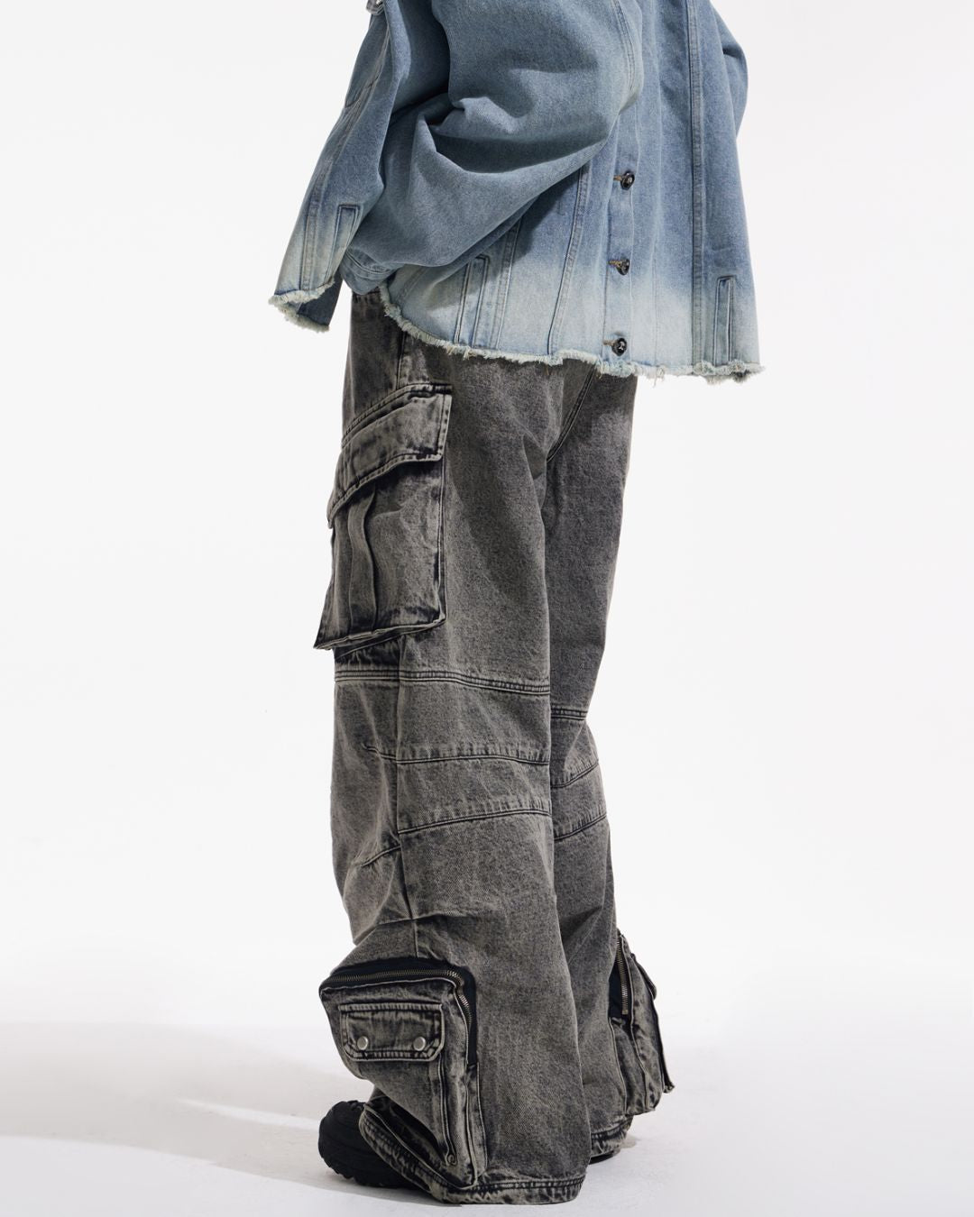 Multi-pocket Wide Denim Pants　BT009