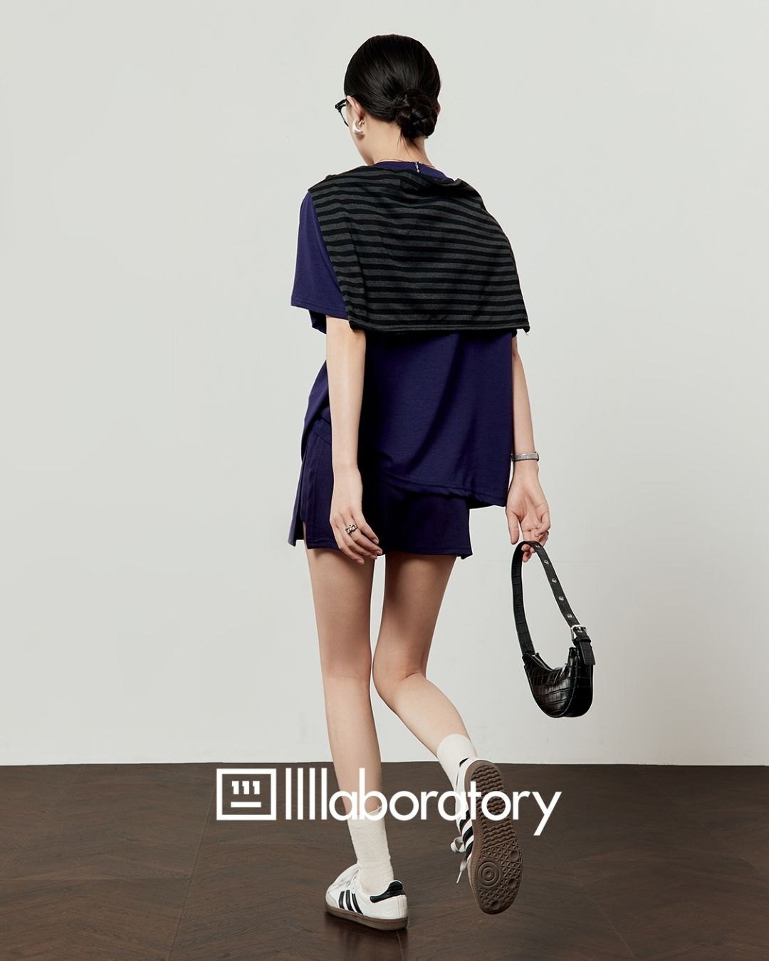 Loose T-shirt & Shorts & Border Shawl Set　TP073