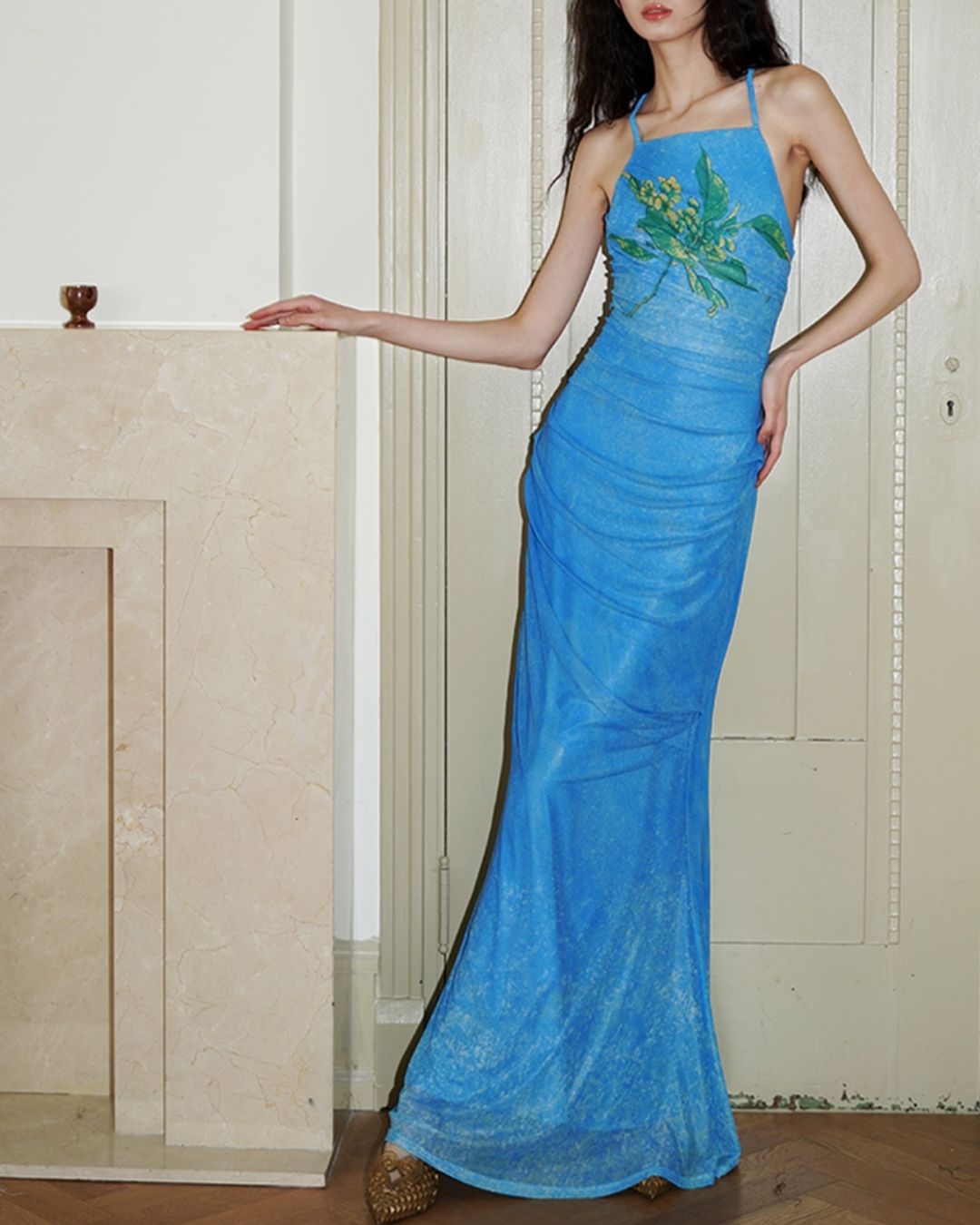 Backless Cross Long Camisole Dress　DR018