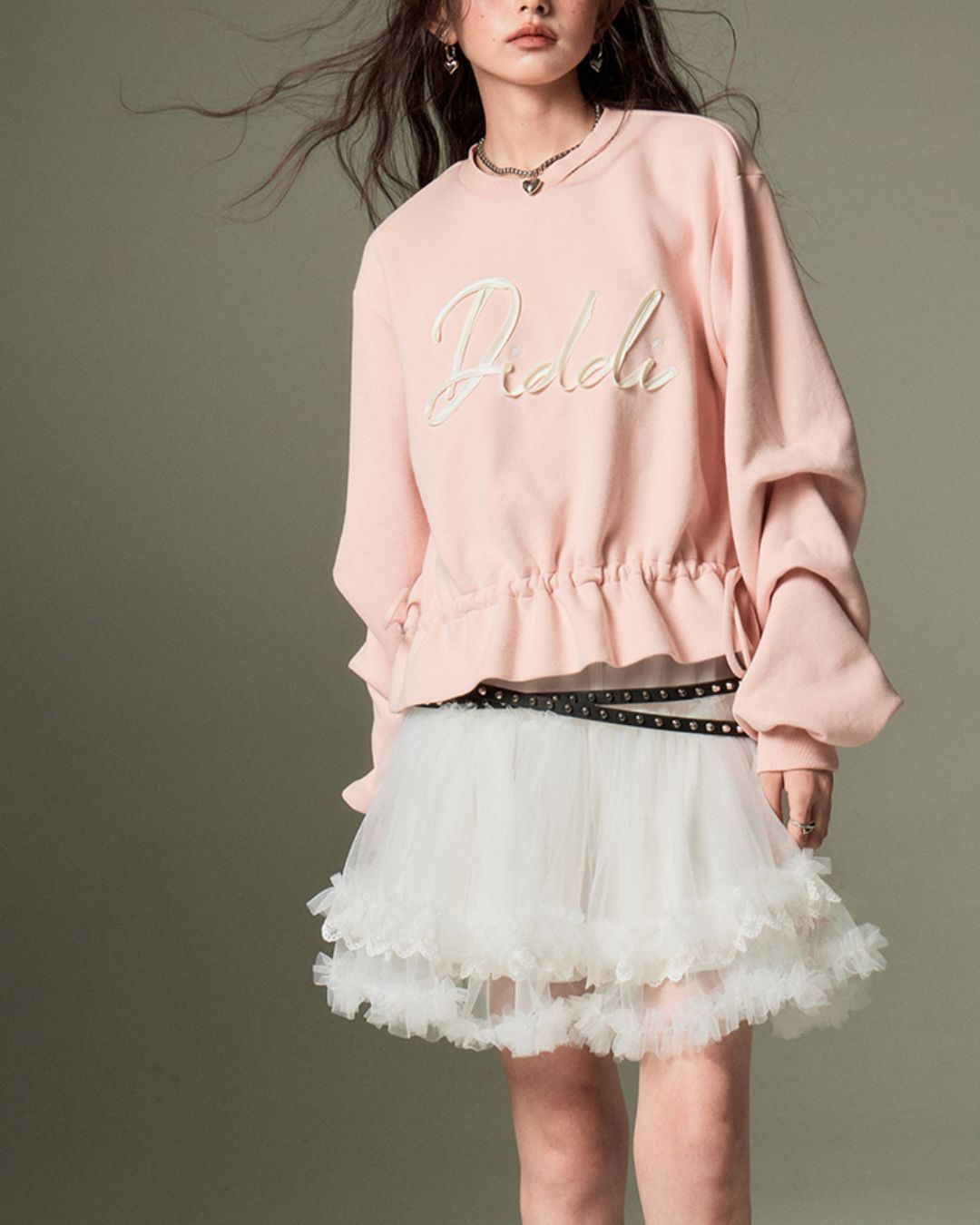 Ribbon Embroidered Shirred Sweat　TP003