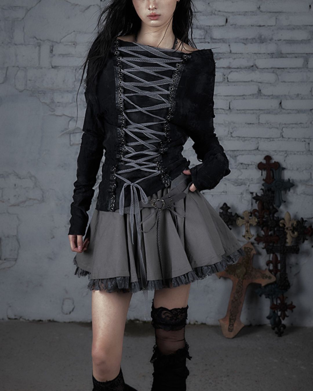 Front And Back 2-way Lace-up Top　TP041