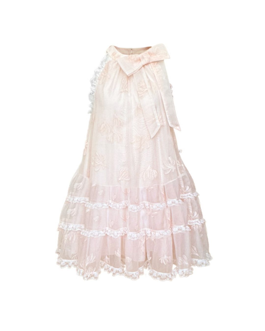 Halter Neck Butterfly Print Organza Lace Mini Dress　DR028