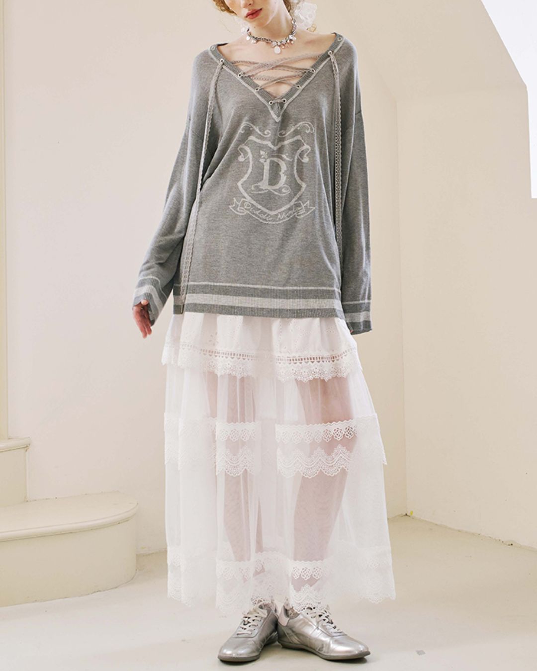 Sheer Lace Long Skirt　BT028