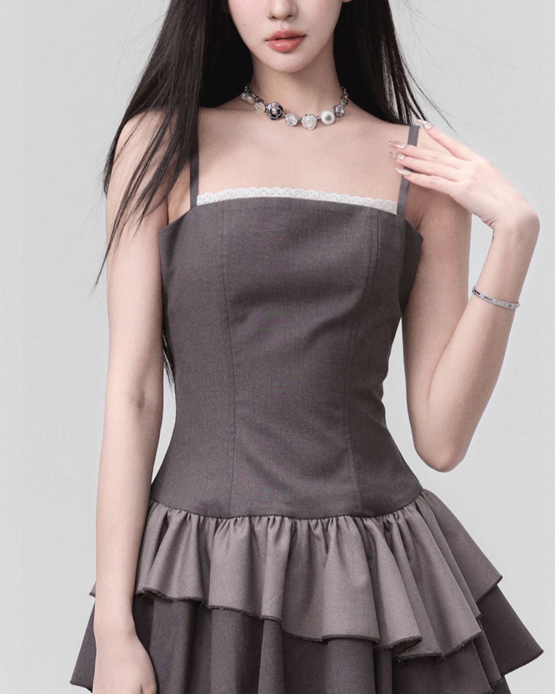 Tiered Frill Mini Dress　DR020