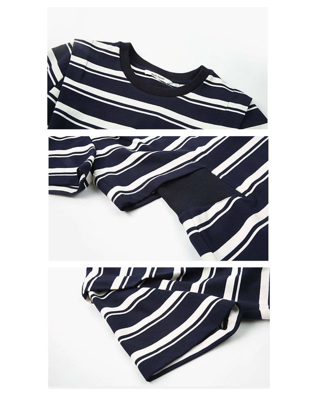 Side Open Waist Border T-shirt Dress　DR050