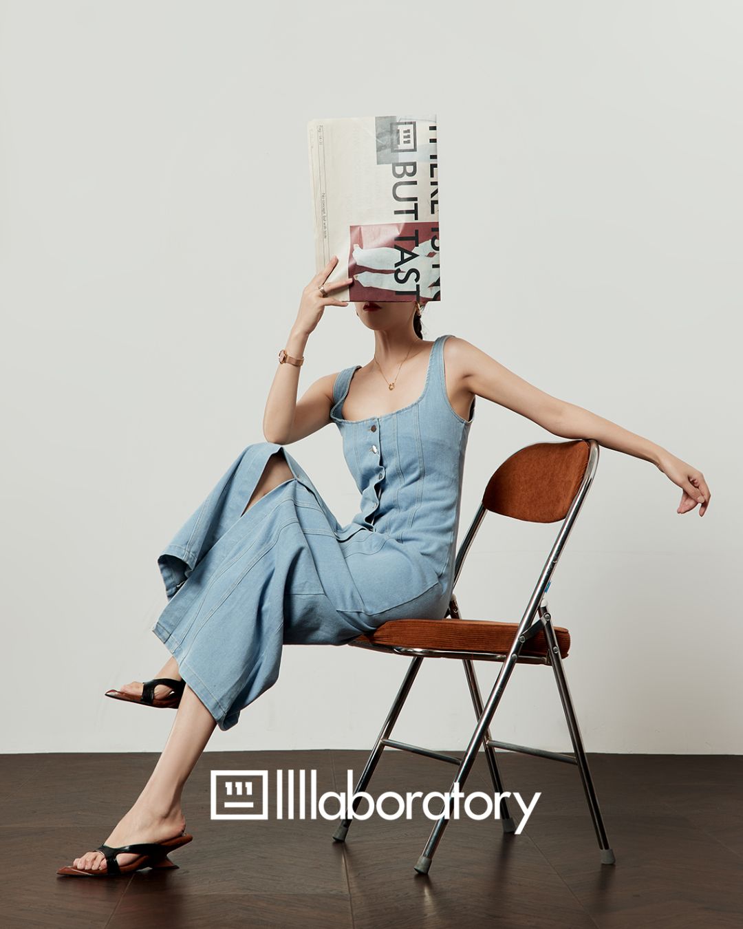 Sleeveless Denim Maxi Dress　DR054