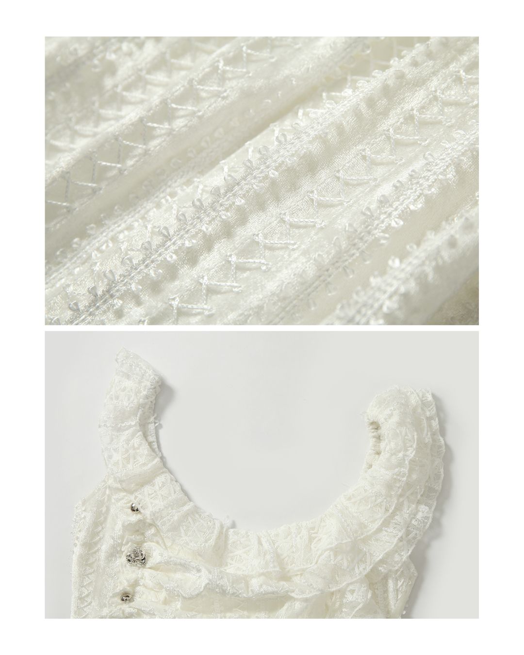 Sleeveless White Lace Asymmetrical Dress　DR038