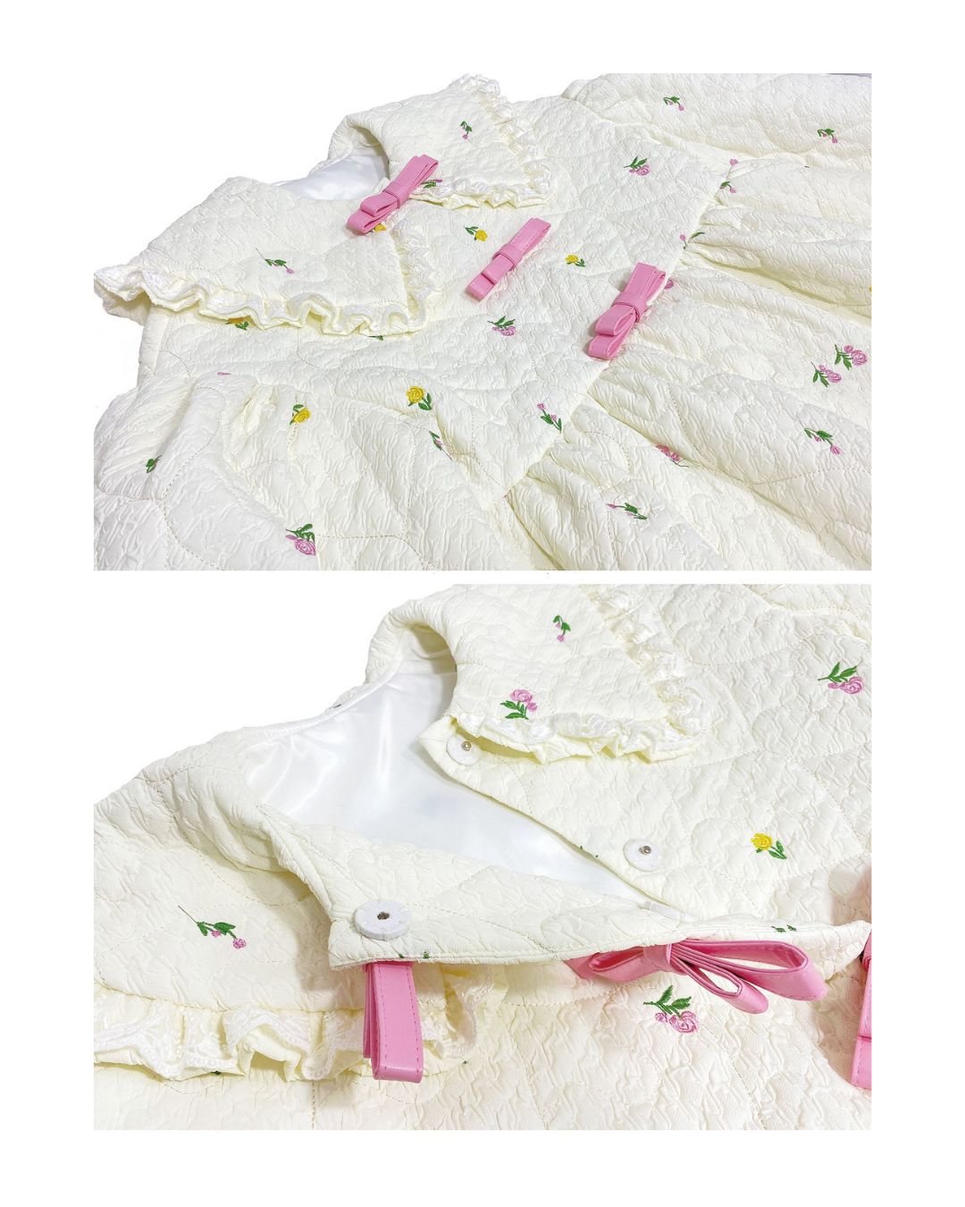 Lovely Frill Collar Cotton Quilted Coat　OT003