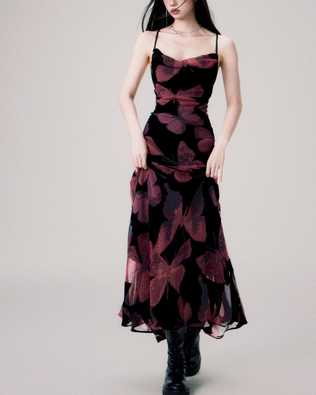 Velvet Butterfly Backless Dress　DR007