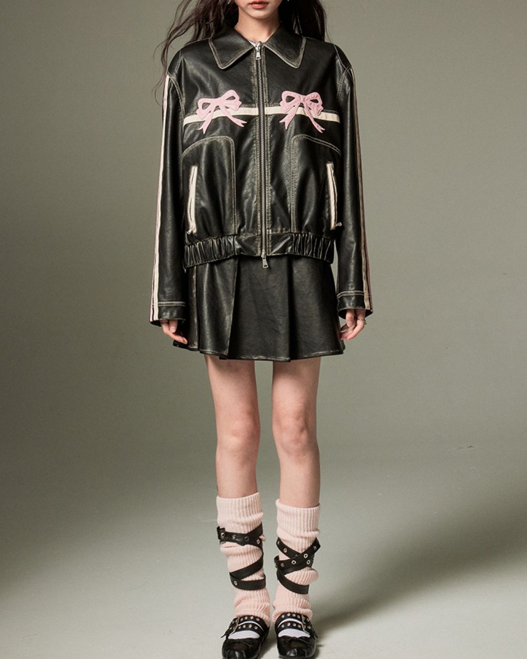 Bowknot Retro Color-Painted Leather Jacket OT001 – EKATE sanctum