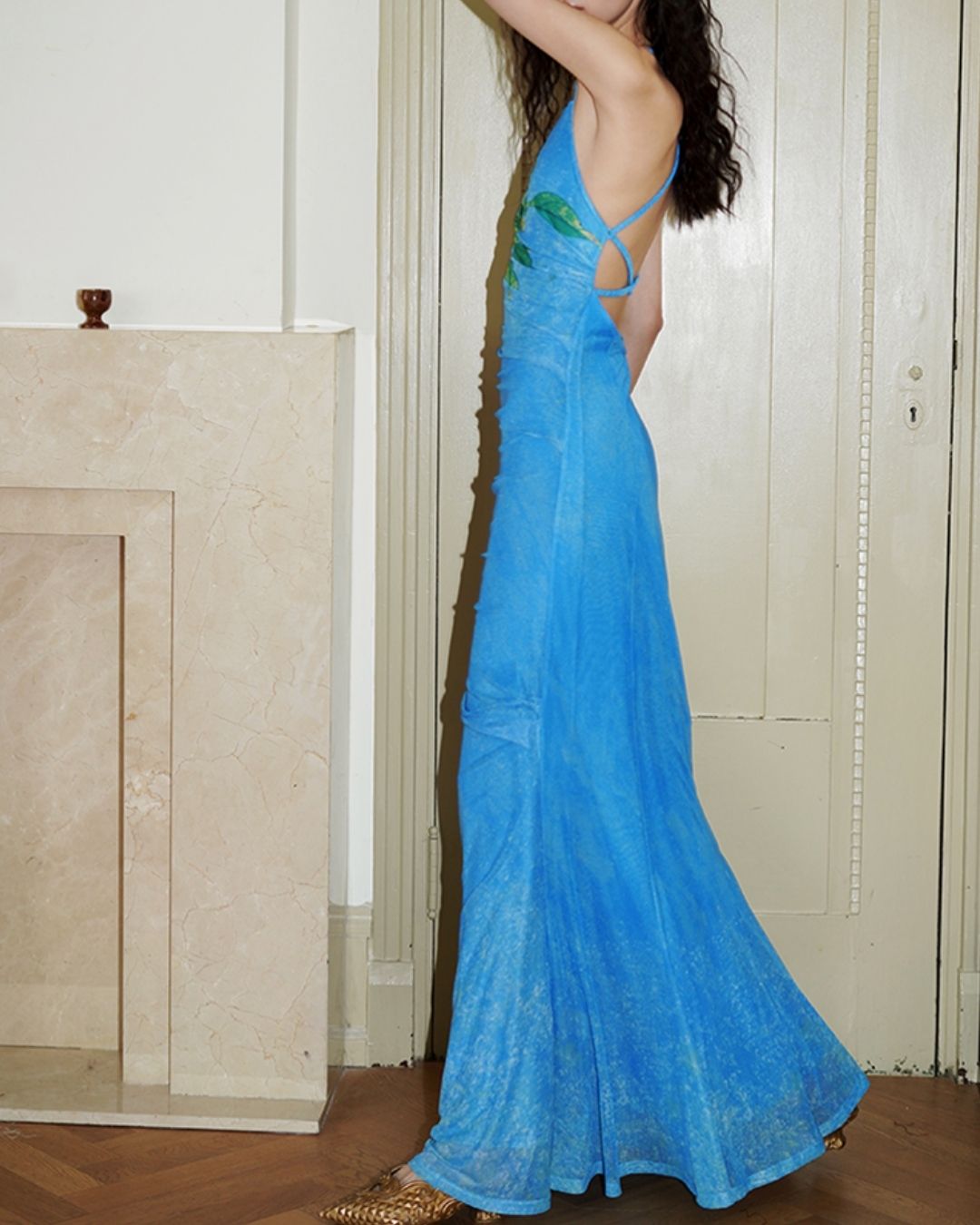 Backless Cross Long Camisole Dress　DR018