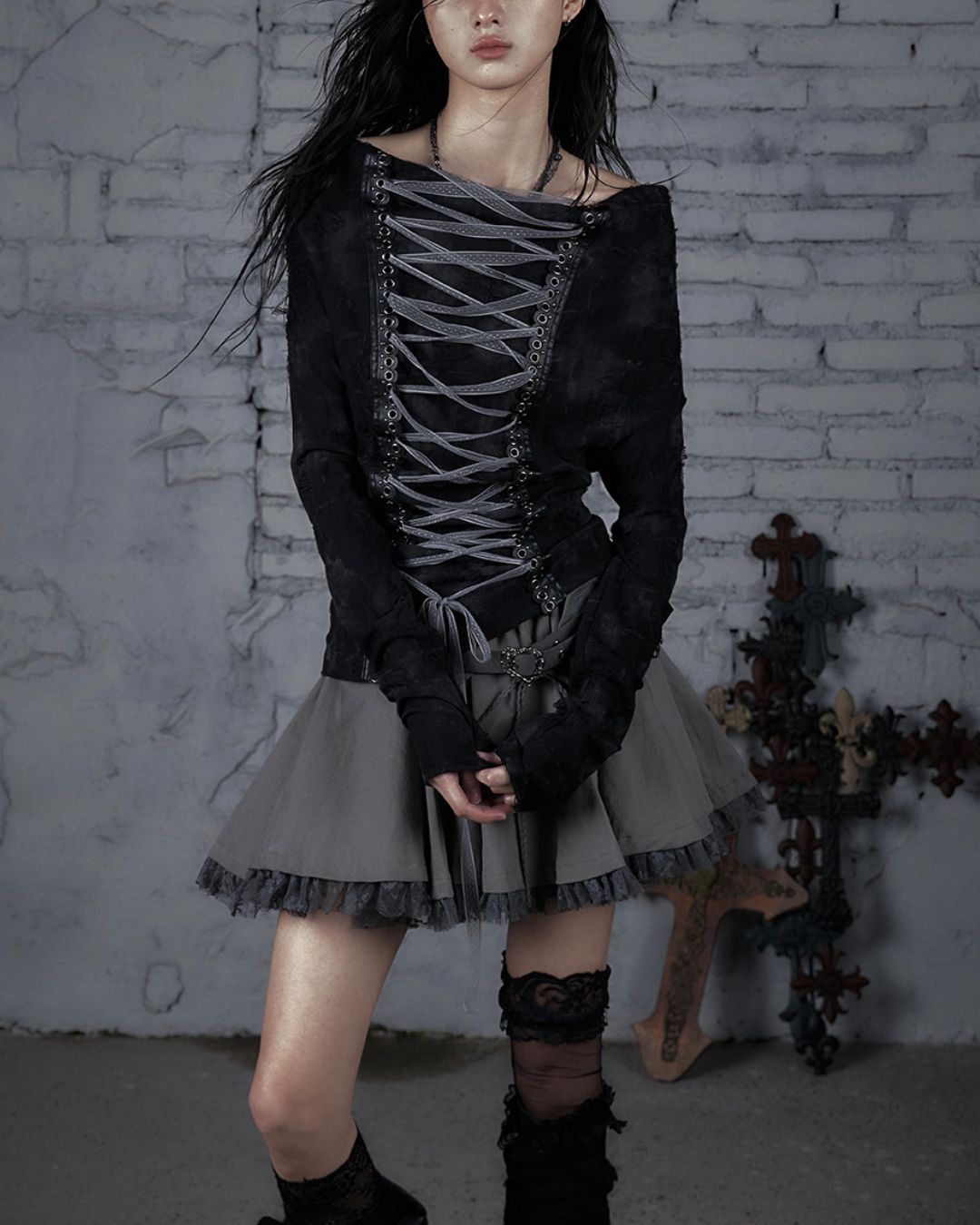 Front And Back 2-way Lace-up Top　TP041