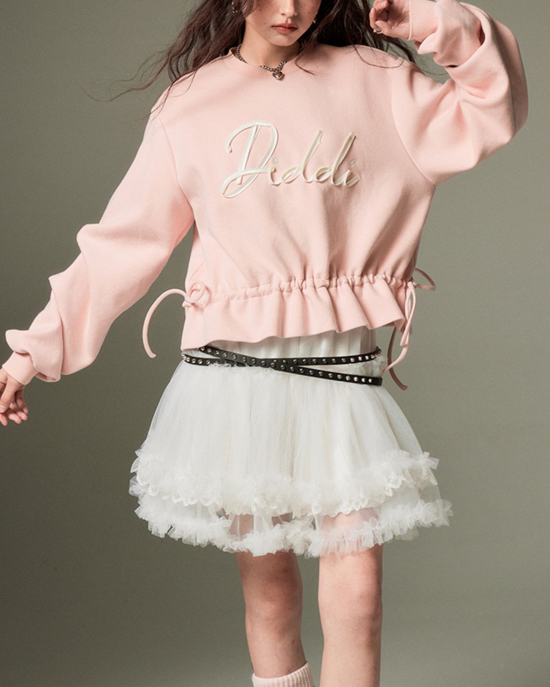 Ribbon Embroidered Shirred Sweat　TP003