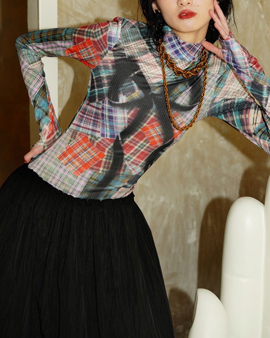 Printed Tiered Long Dress　DR019