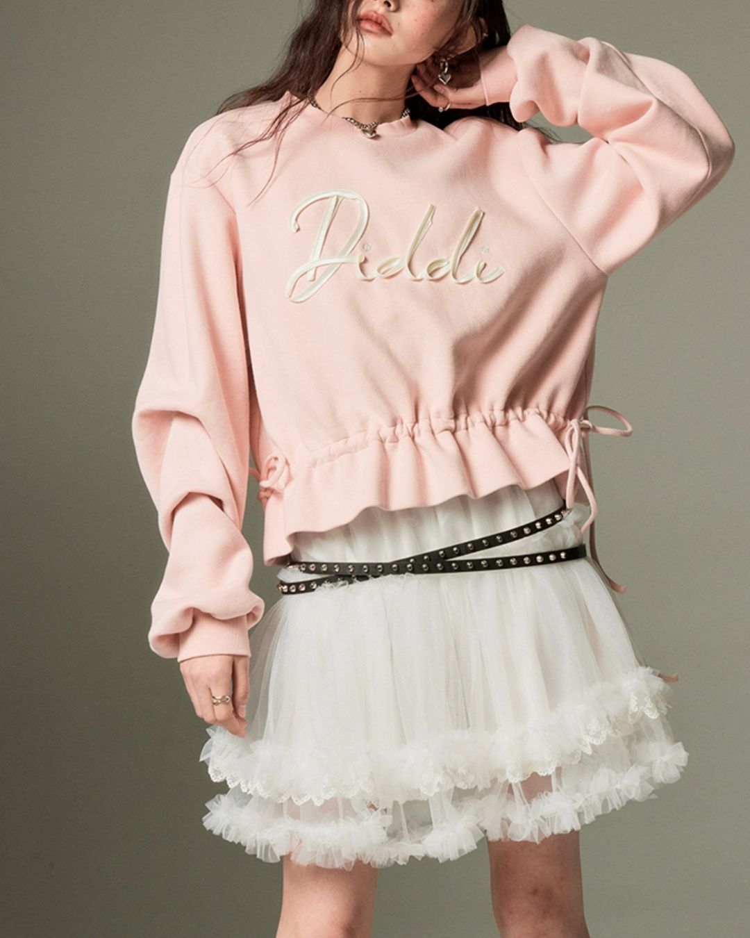 Ribbon Embroidered Shirred Sweat　TP003